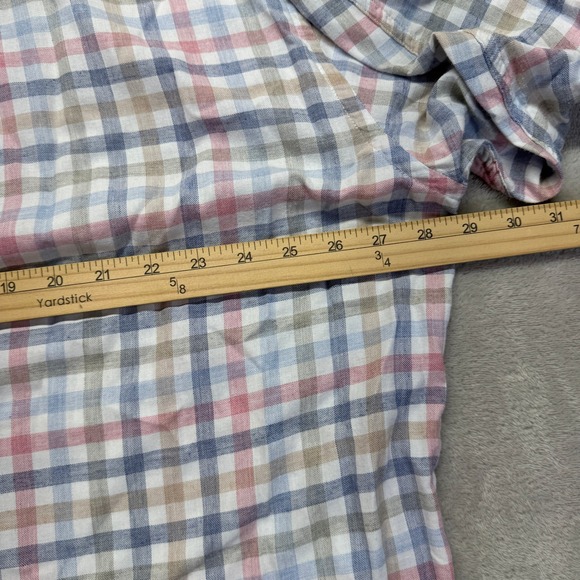 Peter Millar Shirt Men's 2XL White Button Down Shirt Plaid Checkered Long Sleeve - Picture 12 of 13